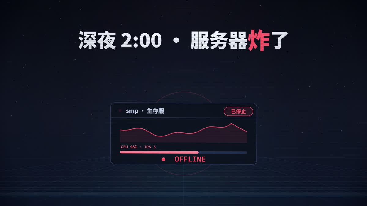 宣传片画面：服务器面板告警